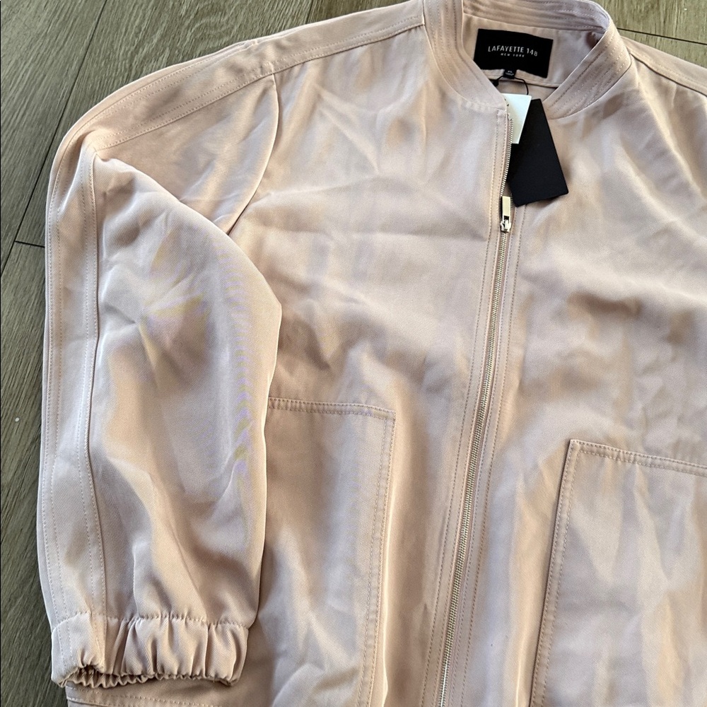 Lafayette 148 Womens Pink Quartz Solid Full Zip Bomber Jacket XL NWT - Picture 4 of 7